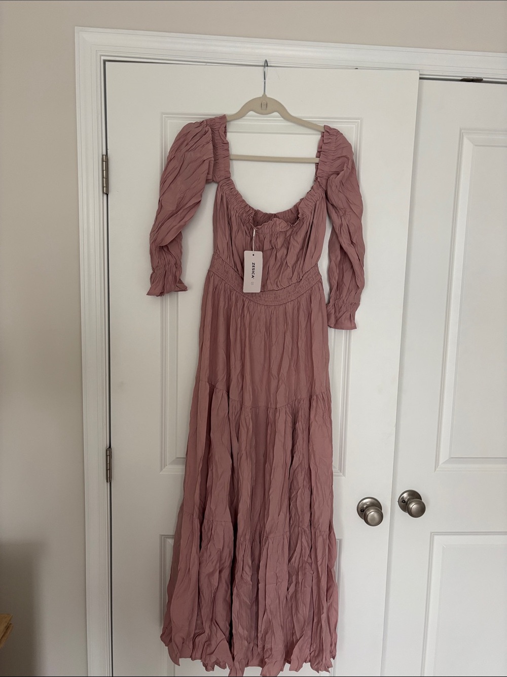Smocked Bodice Maxi Dress in Dusty Rose